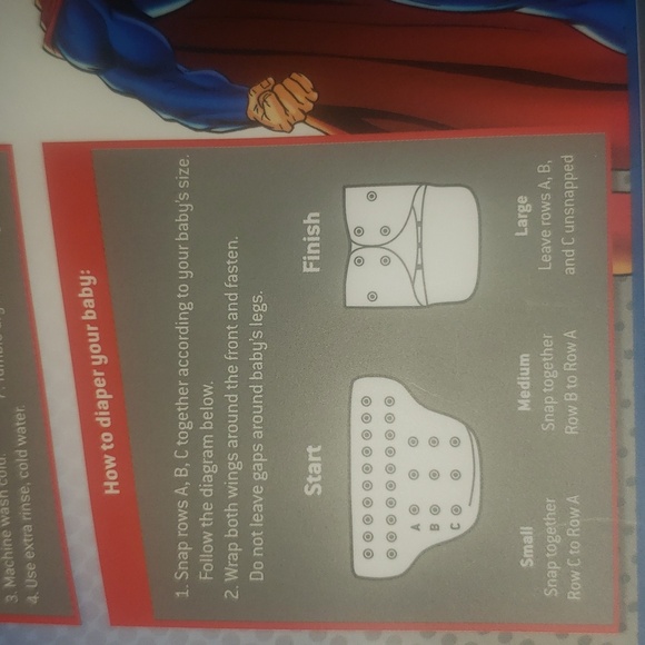 Cloth Diapers Set Super Girl Wonder Girl Adjustable - Picture 3 of 3